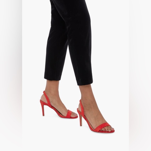 NWOT! JUST FAB Maddie Red Suede Sling-Back Heeled Sandal, Size 7.5 - Picture 4 of 11
